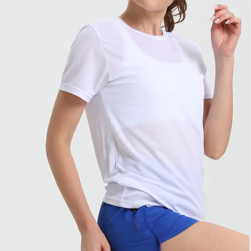 Women'S Solid Color Ultralight Quick Dry Sport T-Shirt,Breathable Lightweight ,Running Gym Compression Shirt