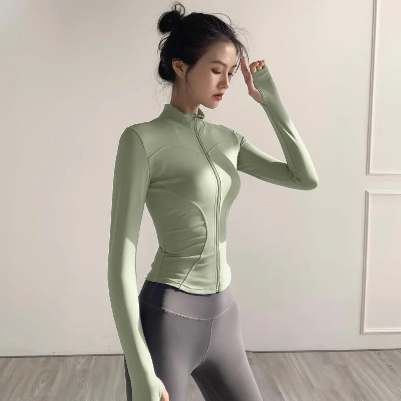 Women'S Jacket Quick-Drying Sun Protection Sport Coat Women'S Tight Yoga Wear Long Sleeve Cardigan Running Fitness Jacket Zipper