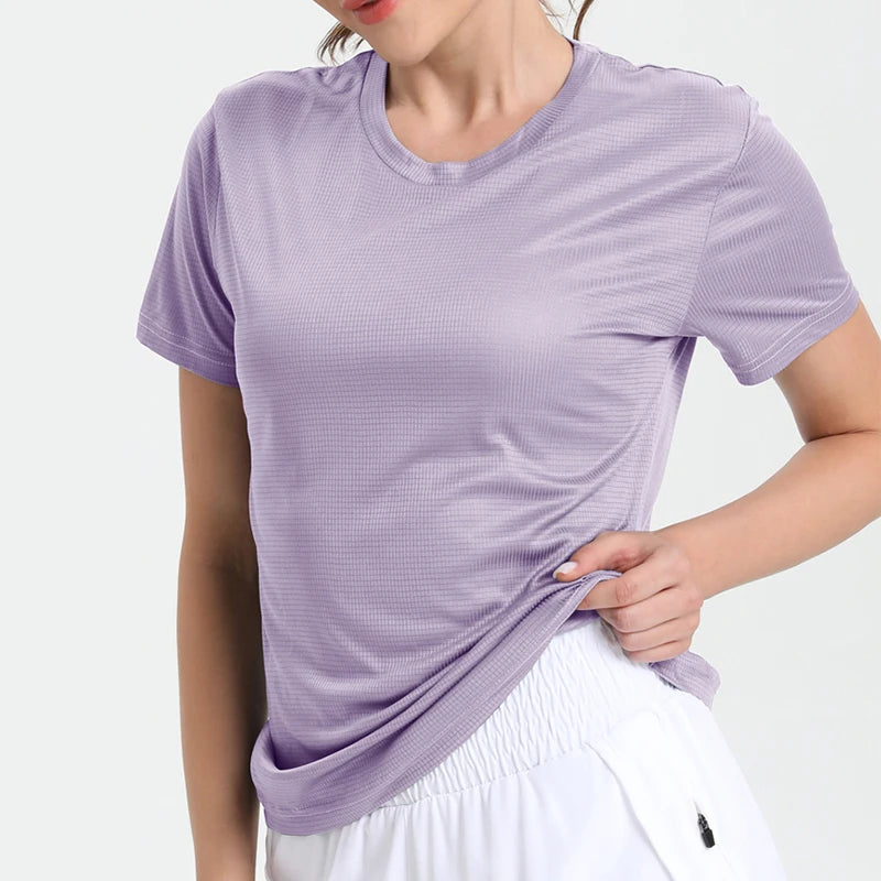 Women'S Solid Color Ultralight Quick Dry Sport T-Shirt,Breathable Lightweight ,Running Gym Compression Shirt