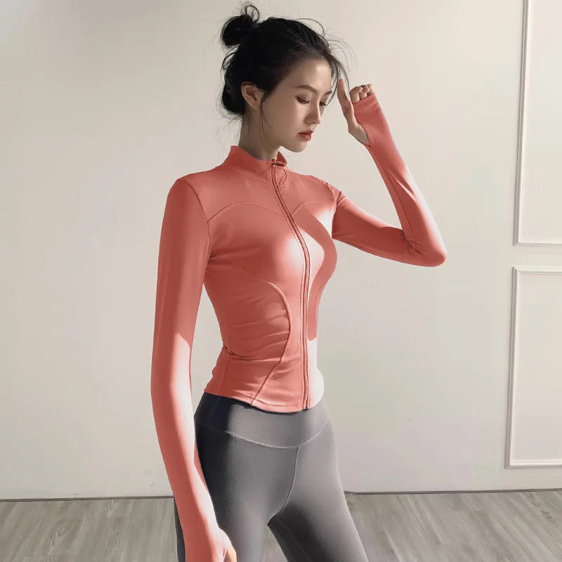 Women'S Jacket Quick-Drying Sun Protection Sport Coat Women'S Tight Yoga Wear Long Sleeve Cardigan Running Fitness Jacket Zipper