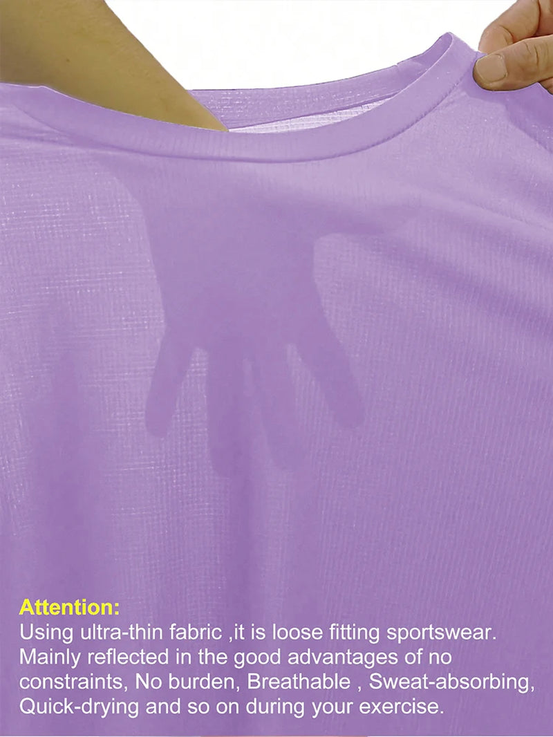 Women'S Solid Color Ultralight Quick Dry Sport T-Shirt,Breathable Lightweight ,Running Gym Compression Shirt