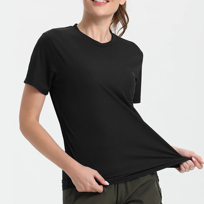 Women'S Solid Color Ultralight Quick Dry Sport T-Shirt,Breathable Lightweight ,Running Gym Compression Shirt