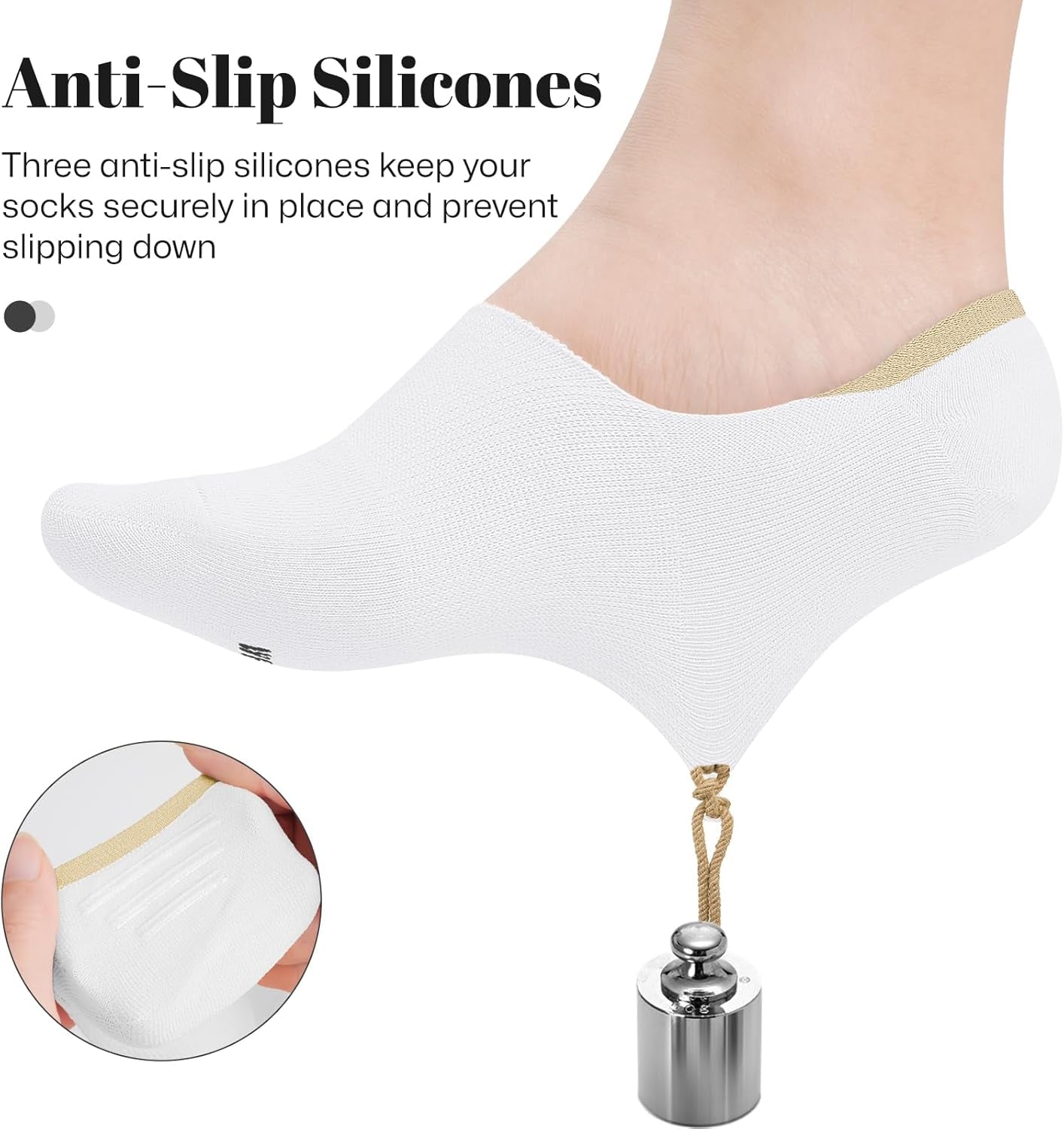 No Show Socks Women Low Cut Ankle Socks Non Slip 4/8 Pairs | Thin Flat Boat Line Short Socks with Silicone Heel Grips, Breathable Combed Cotton, Invisible Socks,Size 5-14